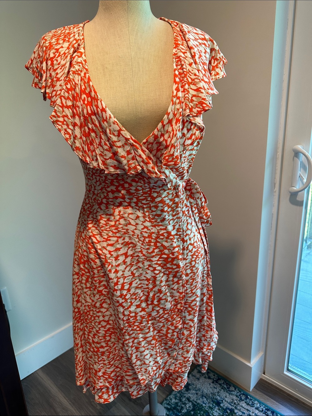 FREE PEOPLE French Quarter Mini Wrap Dress Orange Print SIZE SMALL NWOT